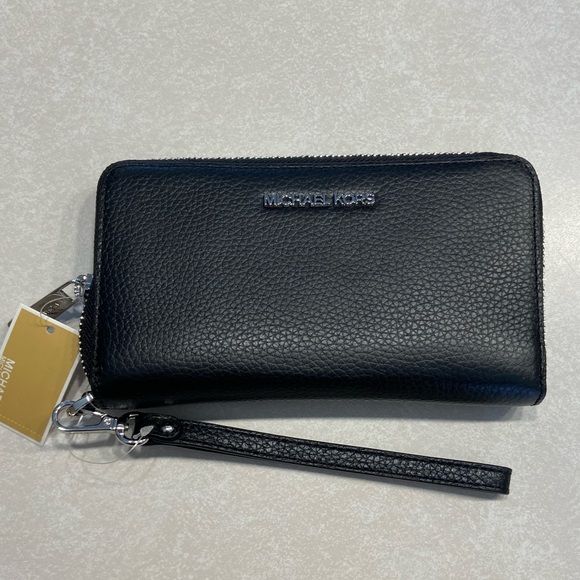 Michael Kors Jet Set Travel Continental Zip Leather Wallet Wristlet - Picture 2 of 9